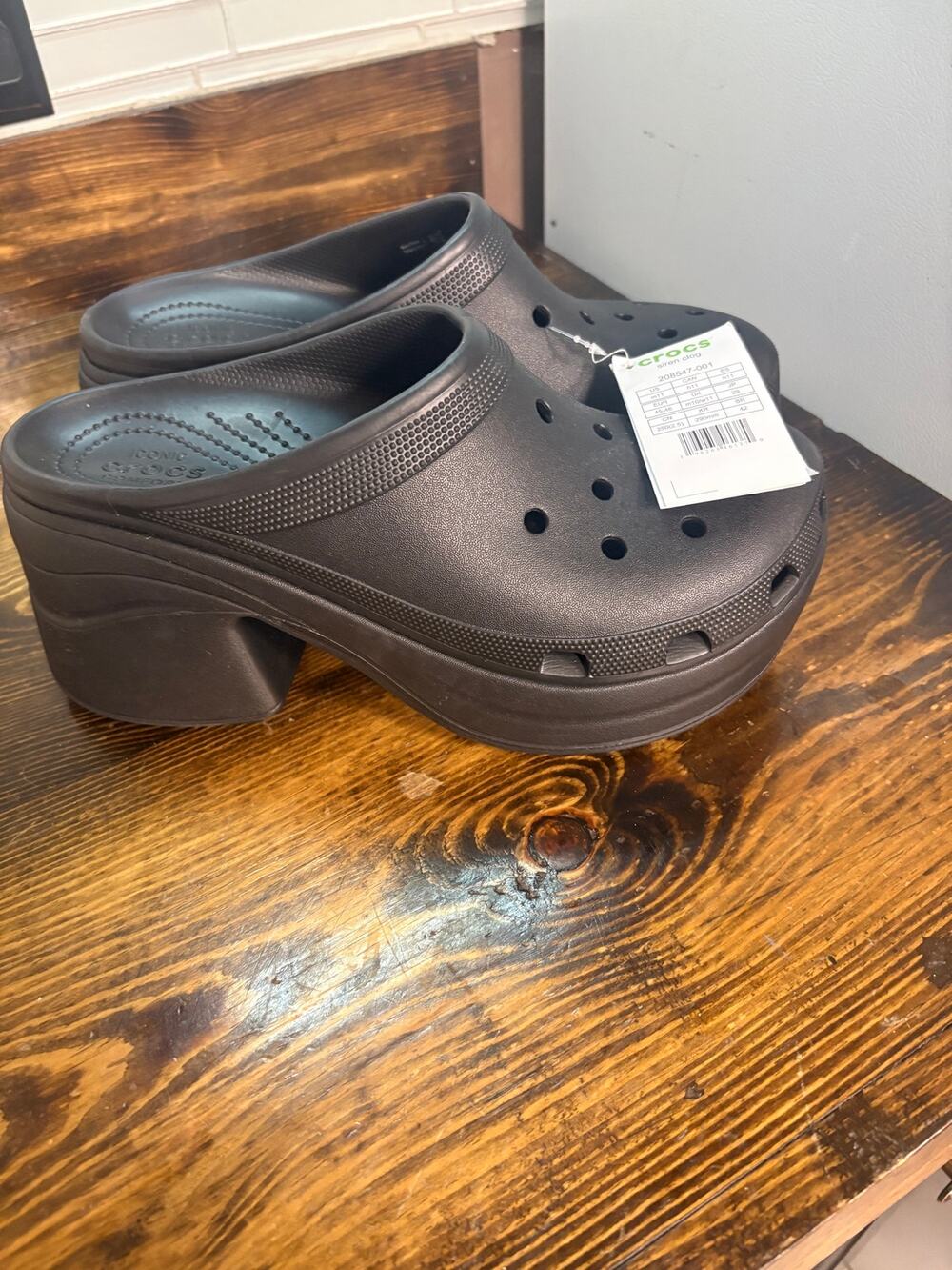Crocs black heeled clogs size 11